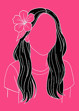 Pink Woman Portrait with Flower