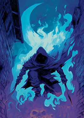 Shadow Assassin in a Flaming Alley