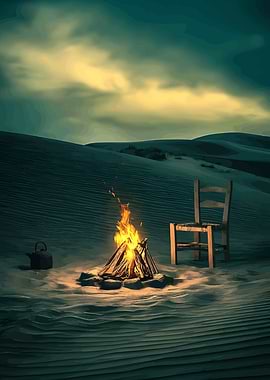 Desert Campfire with Chair