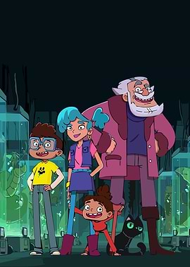 Cartoon characters in a laboratory setting