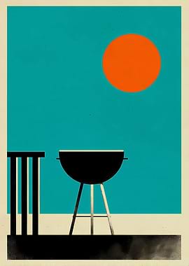 Minimalist BBQ Grill Illustration
