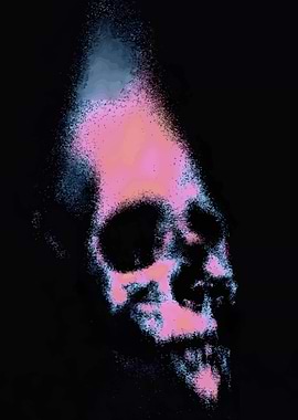 Abstract Skull with Pink and Blue Hues