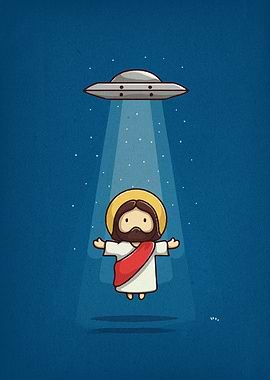 Cartoon Jesus Abduction by UFO