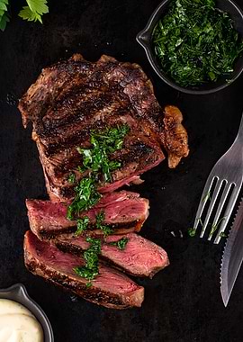 Grilled Steak with Herb Sauce