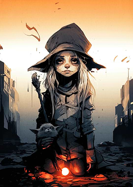 Young Wizard and Companion in Ruins