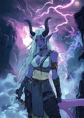 Fantasy Demon Girl with Horns