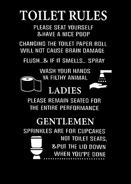 Toilet Rules Funny Bathroom Sign