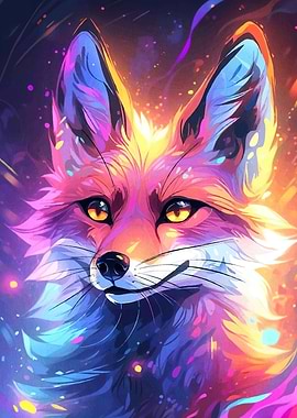 Colorful Fox Portrait