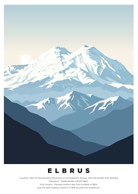 Mount Elbrus Minimalist Art Print