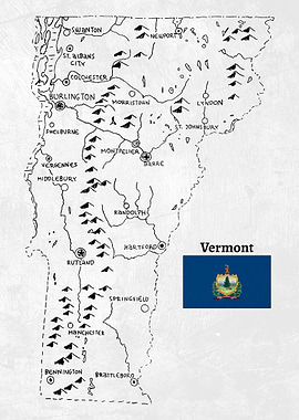 Hand Drawn Map of Vermont