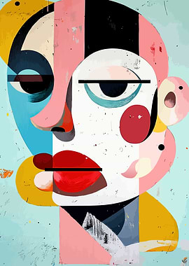 Abstract Portrait with Geometric Shapes