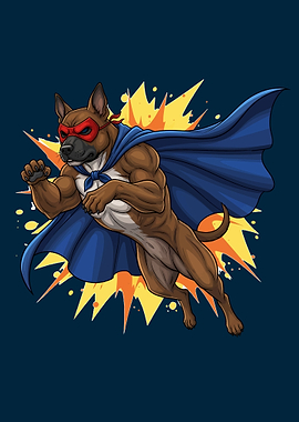 Super Dog Hero Cartoon Illustration
