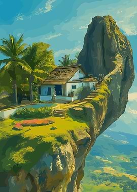 Cliffside House with Mountain View