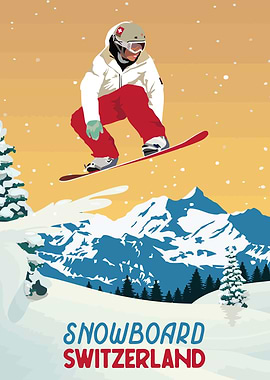 Snowboard Switzerland Winter Sport Poster