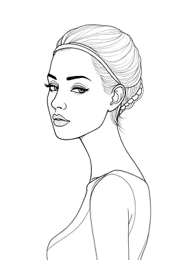 Elegant Woman Line Art Portrait