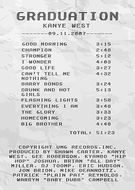 Kanye West Graduation Album Tracklist
