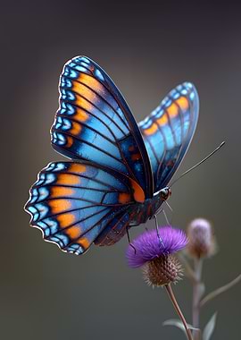 Blue and Orange Butterfly on Flower