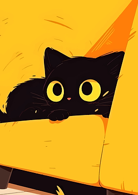 Black Cat on Yellow Couch