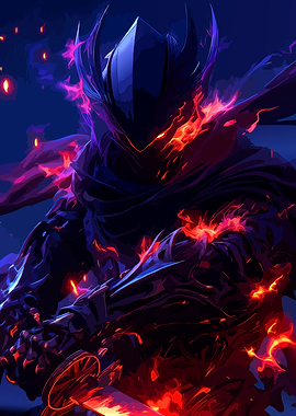 Fiery Warrior in Dark Armor