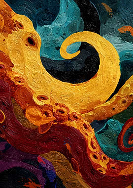 Abstract Octopus Tentacles Oil Painting