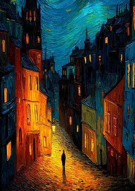 Night Street Scene Painting