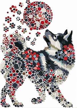 Huskey Howling at the Ball