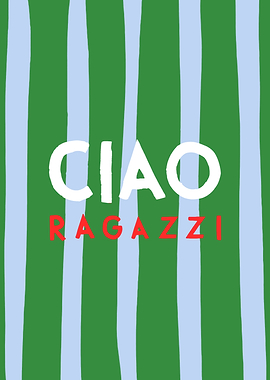 Ciao Ragazzi Striped Graphic Art