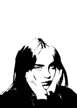 Billie Eilish Black and White Portrait