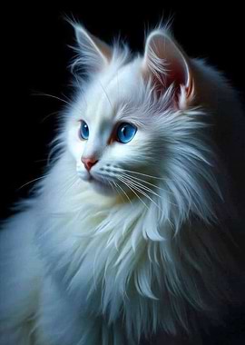 Elegant White Cat with Blue Eyes