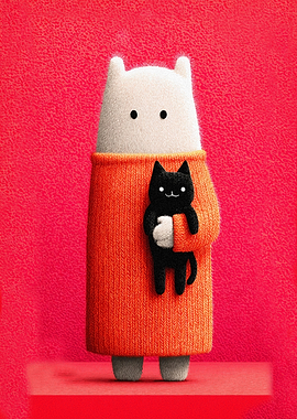 Cute Character with Black Cat Plush