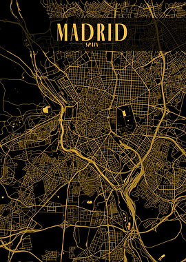 Madrid Golden Map Art
