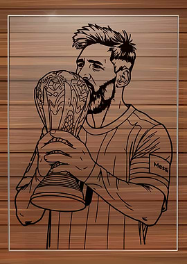 Lionel Messi World Cup Trophy Illustration