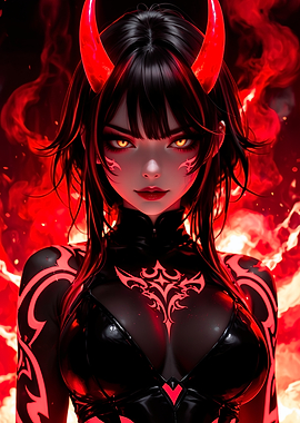 Fiery Devil Woman Portrait