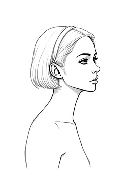 Elegant Woman Portrait Line Art