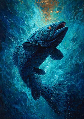 Underwater Fish Portrait | Deep blue Fish Wall Art
