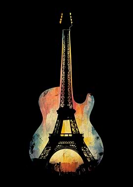 Eiffel Tower Guitar Art