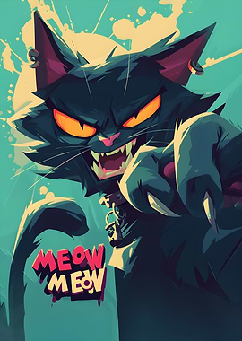 Angry Cartoon Cat Illustration