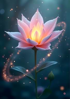 Glowing Pink Lotus Flower