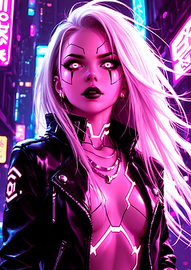 Cyberpunk Girl with Glowing Eyes