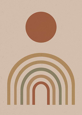 Minimalist Rainbow and Sun Art Print