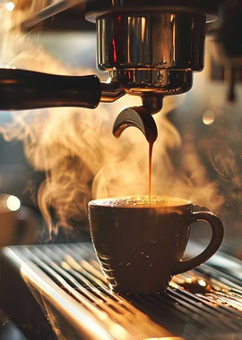 Espresso Pouring into Cup