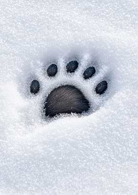 Bear Paw Print in Snow