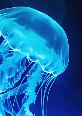 Glowing Blue Jellyfish