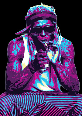Lil Wayne Smoking Pop Art Portrait