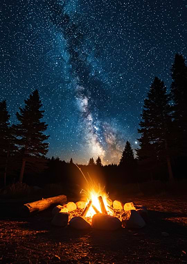 Campfire under the Milky Way