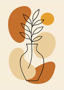 Minimalist Vase with Plant Illustration