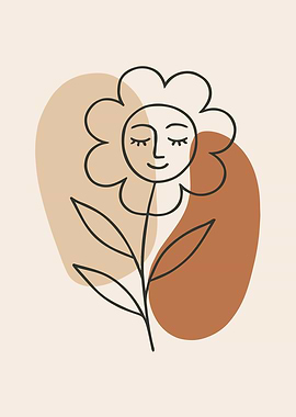 Minimalist Flower Face Line Art