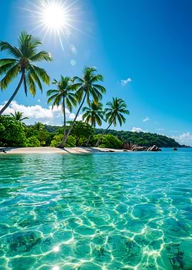 Tropical beach with palm trees