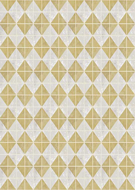 Geometric Diamond Pattern in Gold and White