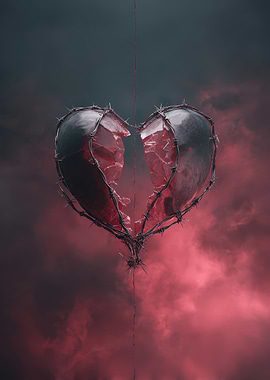 Broken Heart with Barbed Wire